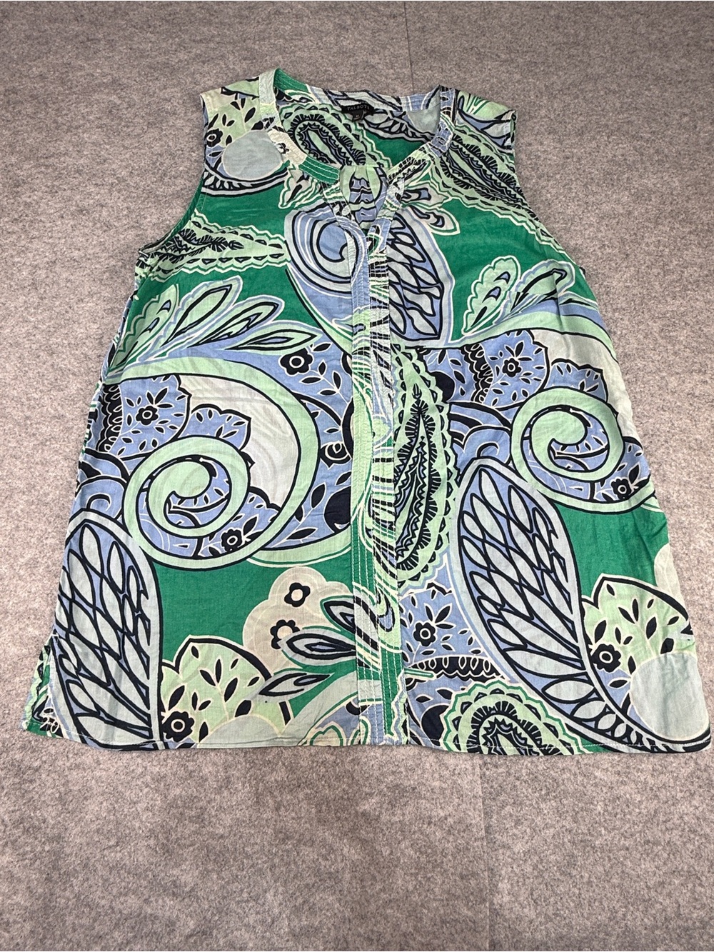 Talbots Cotton Paisley Sleeveless Blouse Medium Resort Top